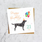 Black Labrador 21st Birthday Card, Black Lab Dog Birthday Card, 21 Today, Labrador Lover Gift, Dog Lover Card (S00660) - Blank Inside - Sent To You (S00660)