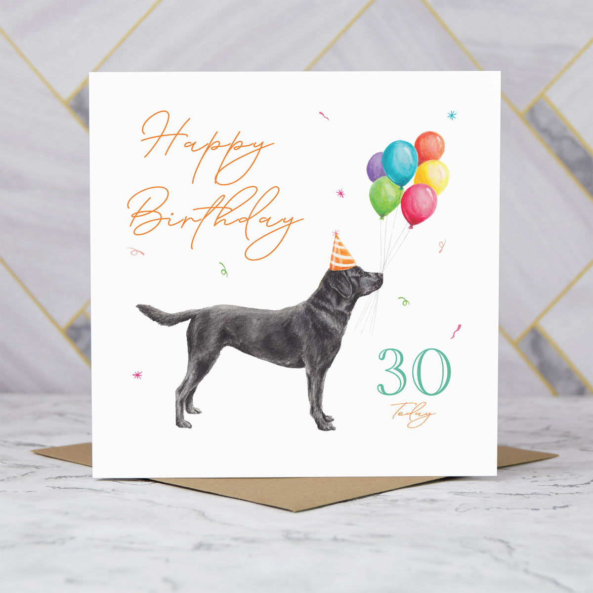 Black Labrador 30th Birthday Card, Black Lab Dog Birthday Card, 30 Today, Labrador Lover Gift, Dog Lover Card (S00661) - Blank Inside - Sent To You (S00661)