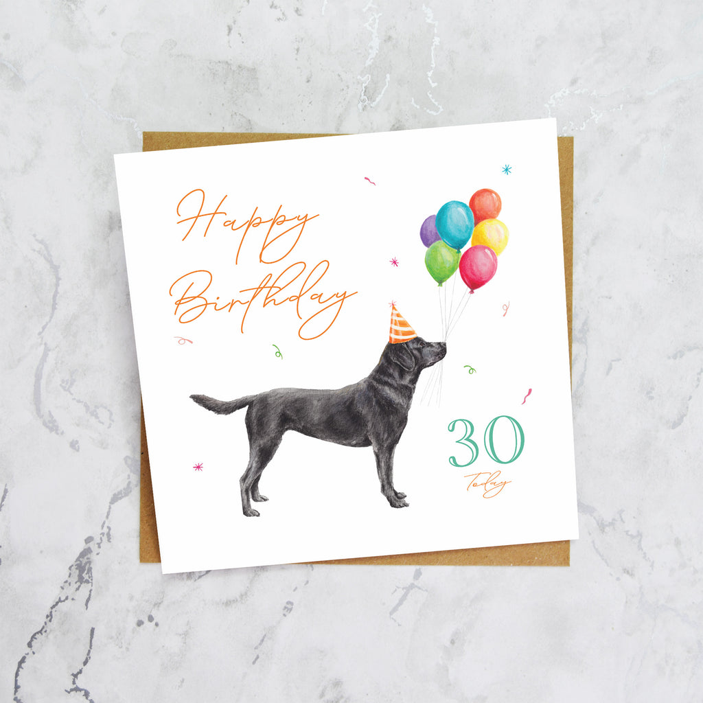 Black Labrador 30th Birthday Card, Black Lab Dog Birthday Card, 30 Today, Labrador Lover Gift, Dog Lover Card (S00661) - Blank Inside - Sent To You (S00661)
