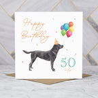 Black Labrador 50th Birthday Card, Black Lab Dog Birthday Card, 50 Today, Labrador Lover Gift, Dog Lover Card (S00663) - Blank Inside - Sent To You (S00663)