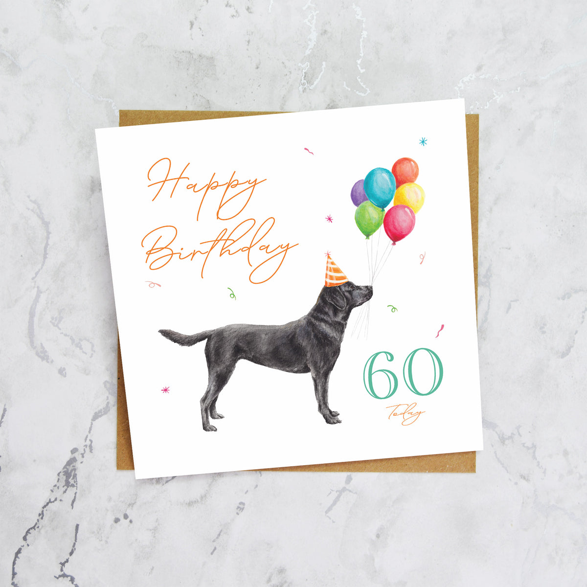 Black Labrador 60th Birthday Card, Black Lab Dog Birthday Card, 60 Today, Labrador Lover Gift, Dog Lover Card (S00664) - Blank Inside - Sent To You (S00664)